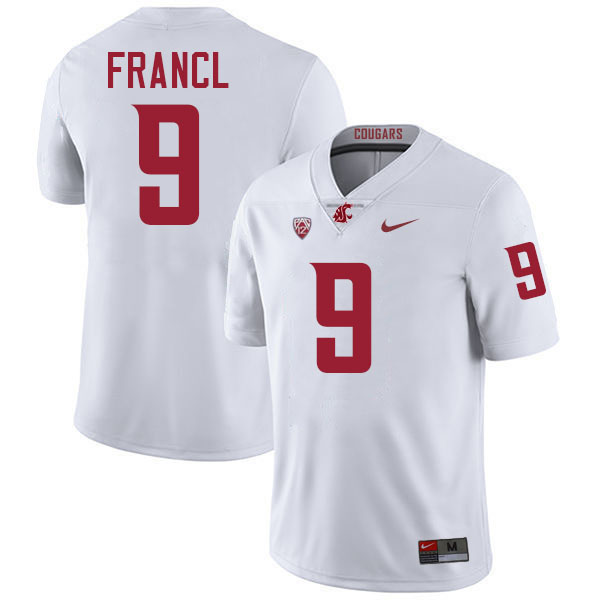 Caleb Francl WSU Cougars Jersey.Washington State Cougars #9 Caleb Francl Jersey Youth-White